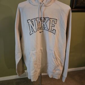 Nike Light Beige Pullover Hoodie with Navy Accents